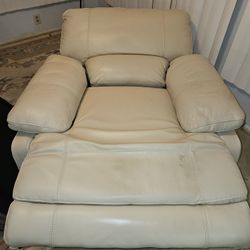 Cream Leather Electric Recliners 