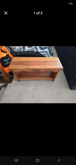 Solid Wood Bench with Bottom Shelf