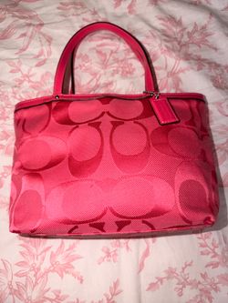 Coach signature mini tote in hot pink canvas
