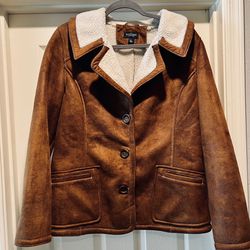 Women’s Large Brown Suede and Shearling Coat 
