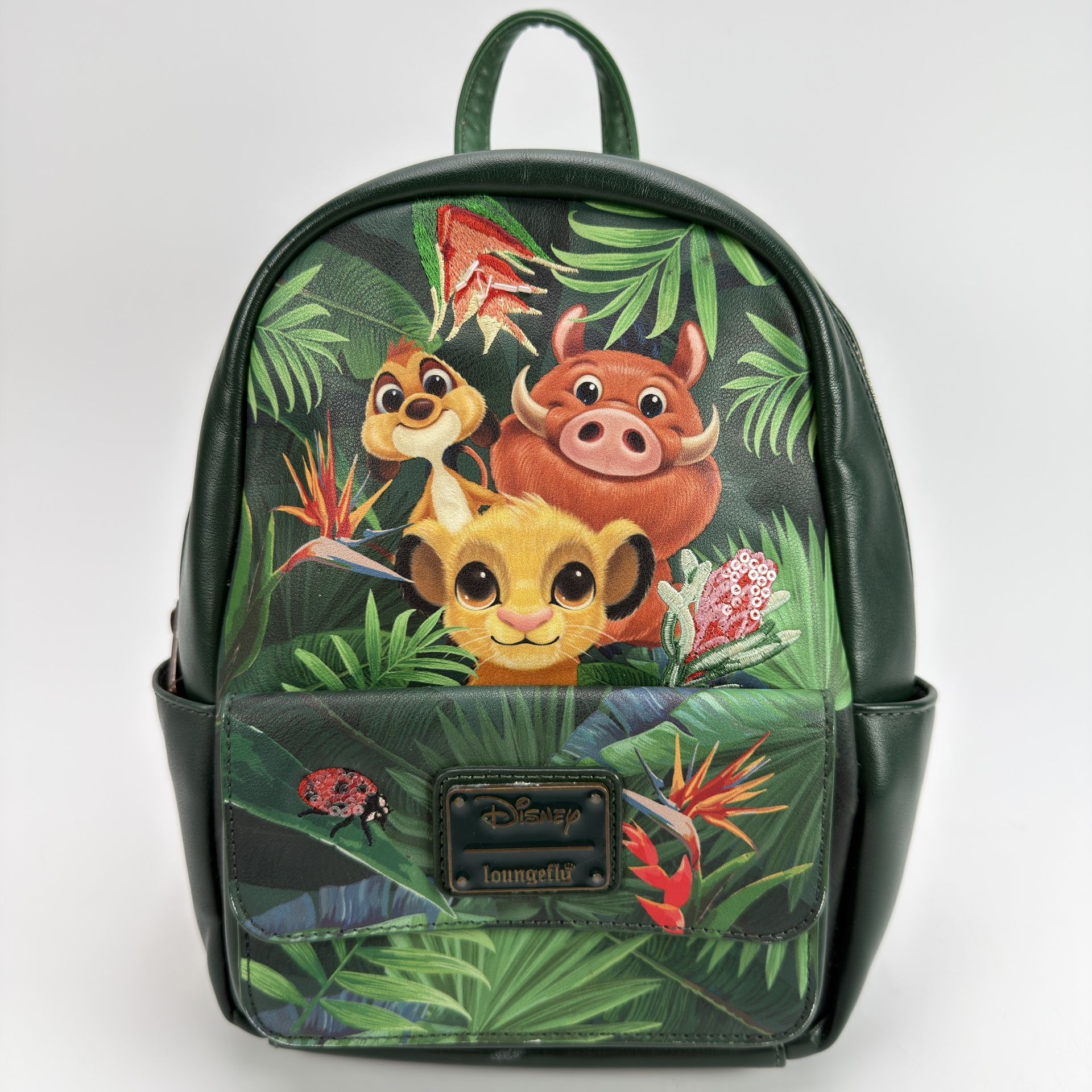 Rare Loungefly Disney Lion King Mini Green Backpack Chibi Simba Timone Pumba