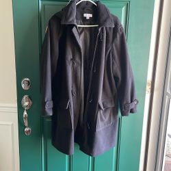 Black Hooded Fleece Coat