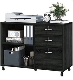 Bookshelf and Wood File Cabinet Home Office Furniture Set           BROWN  