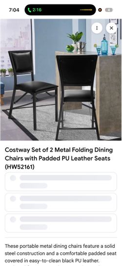Costway Set of 2 Metal Folding Dining Chairs