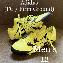 ADIDAS / 15.1 X / FG Firm Ground / Artificial Grass SOCCER Football Boots Cleats Shoes / Men’s 12 / Like New w/o Box!! / Neon & Black