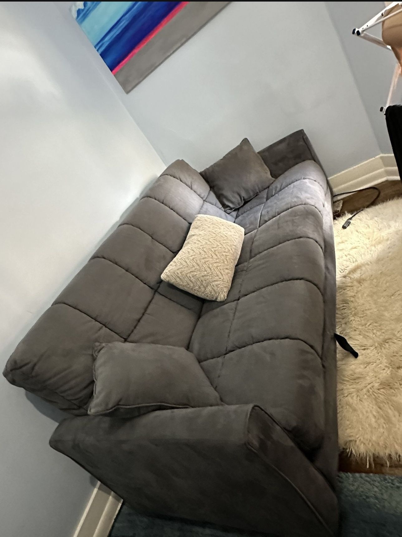 BLUE GREY SOFA FUTON