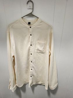 Men's Corduroy Collarless Button Up Shirt Size XL (Runs Small)
