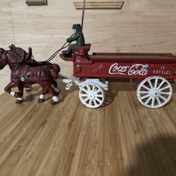 Cast Iron Coca Cola Horse Drawn Wagon 