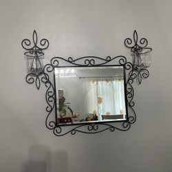 Prinses House Espejo Y Sus dos Porta velas 