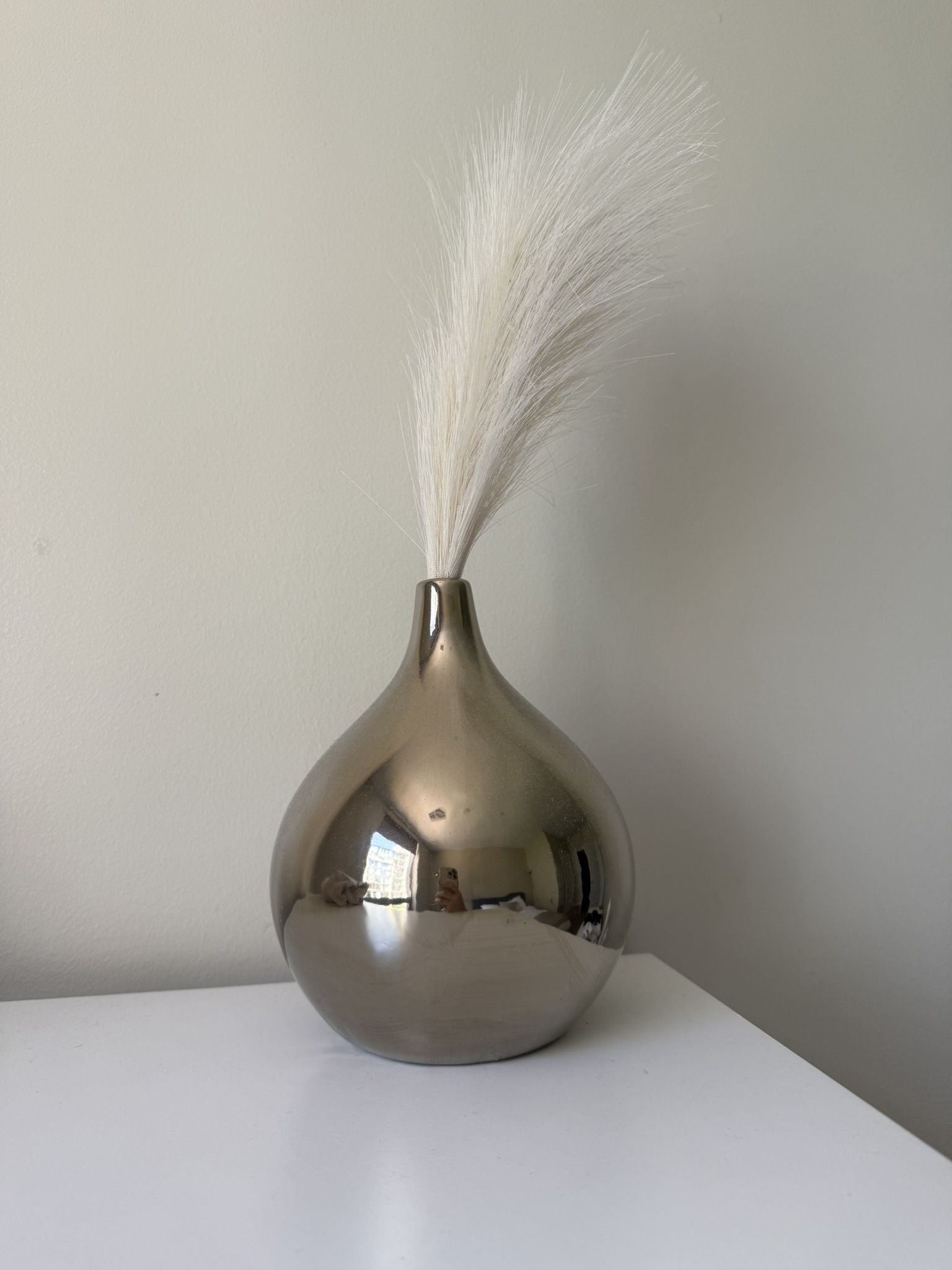 Modern Metallic Vase with Faux Pampas Grass