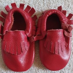 Baby/Toddler Red Moccasins - Size: 5/6