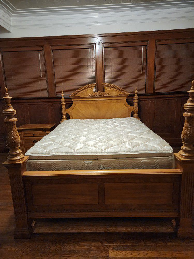 Queen bed and night stand