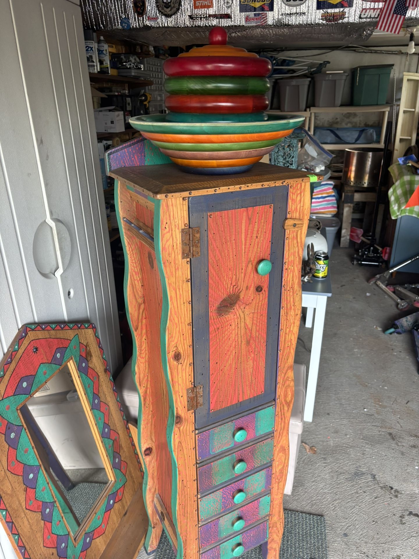 Antique Cabinet And Mirror