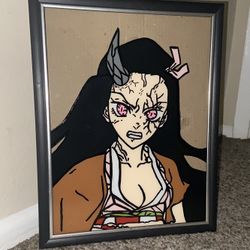 I painted this anime painting myself on a 8x10 glass with acrylic paint for $40. I can paint friends, family, pets, a portrait of yourself, anime, and