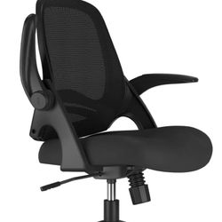 Hbada Office Chair, Desk Chair with Flip-Up Armrests and Saddle Cushion, Ergonomic Office Chair with S-Shaped Backrest, Swivel, Mesh, for Ho