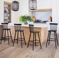 Set of 4 Black Windsor Style Bar Stools