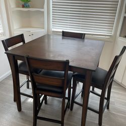Wooden High Table With Chairs 