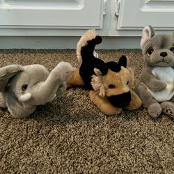 Elephant, Fox, And Puppy Plushies  