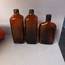 Vintage Amber/Brown Glass Bottles