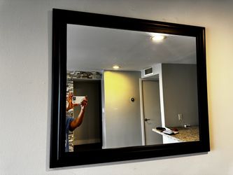 Large Wall Mirror with Black Frame