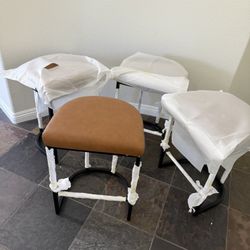 New Bar Stools Set of 4 Modern Backless Barstools with Metal Frame for Kitchen Island Brown