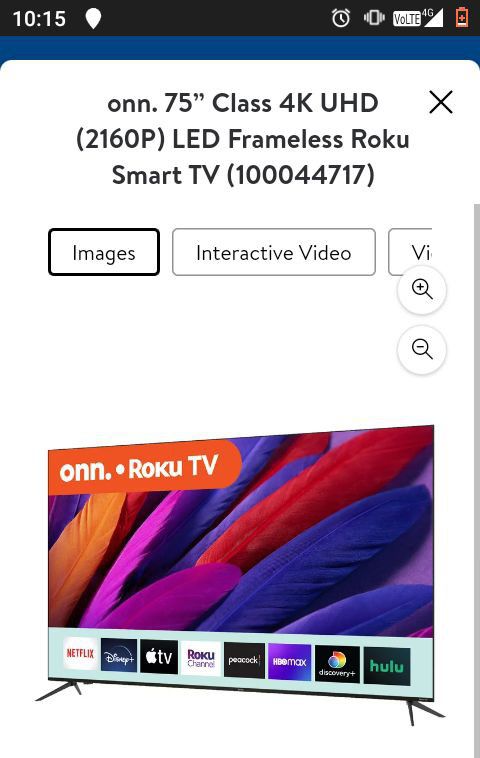 Onn 75" 4k Roku Smart Tv