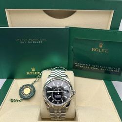 Rolex Sky-Dweller 326934 42mm Black Dial Jubilee Bracelet Box Papers
