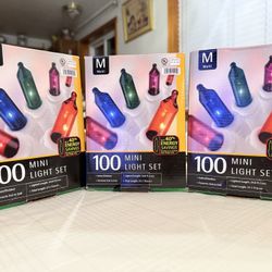 Set Of 3 Boxes Christmas Mini Lights 100,  Indoor/Outdoor New In Box