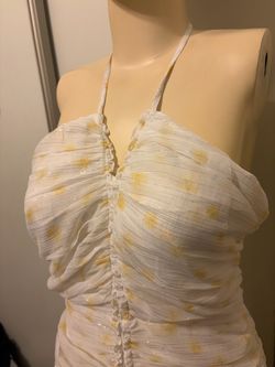 White Floral Ruched Halter Top