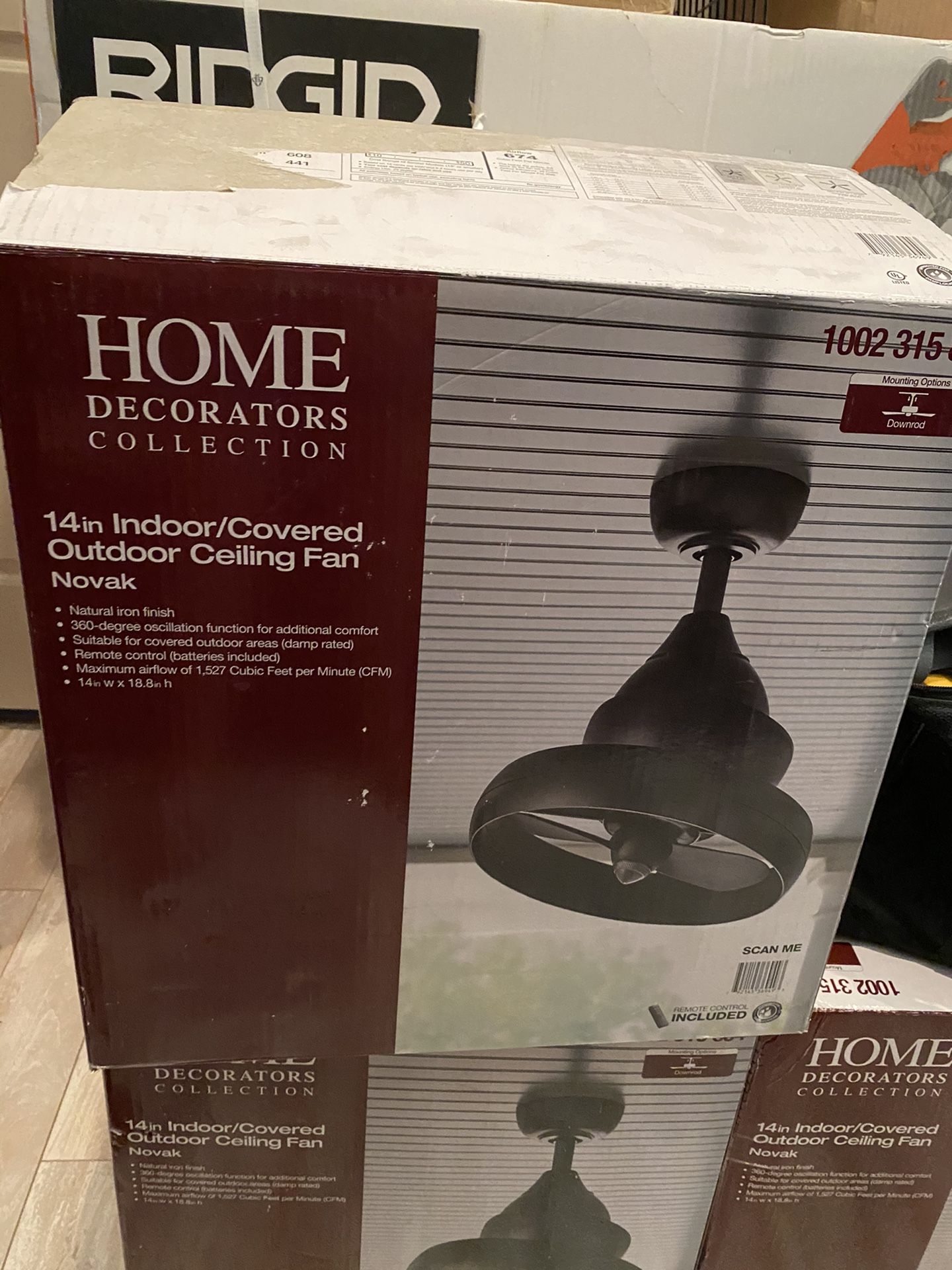 New Novak 14” Indoor/Outdoor Natural Iron Oscillating Ceiling Fan!