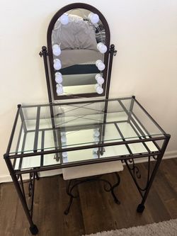 Vanity with Mirror and Stool