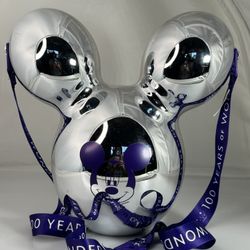 Disney Parks 100 Year Anniversary Popcorn Bucket Disneyland Silver Mickey Mouse 