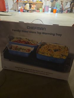 Family sized glass top warming tray