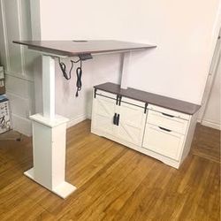 New Corner Lshaped Farmhouse Standing Desk, Height Adjustable, Standing Computer Desk