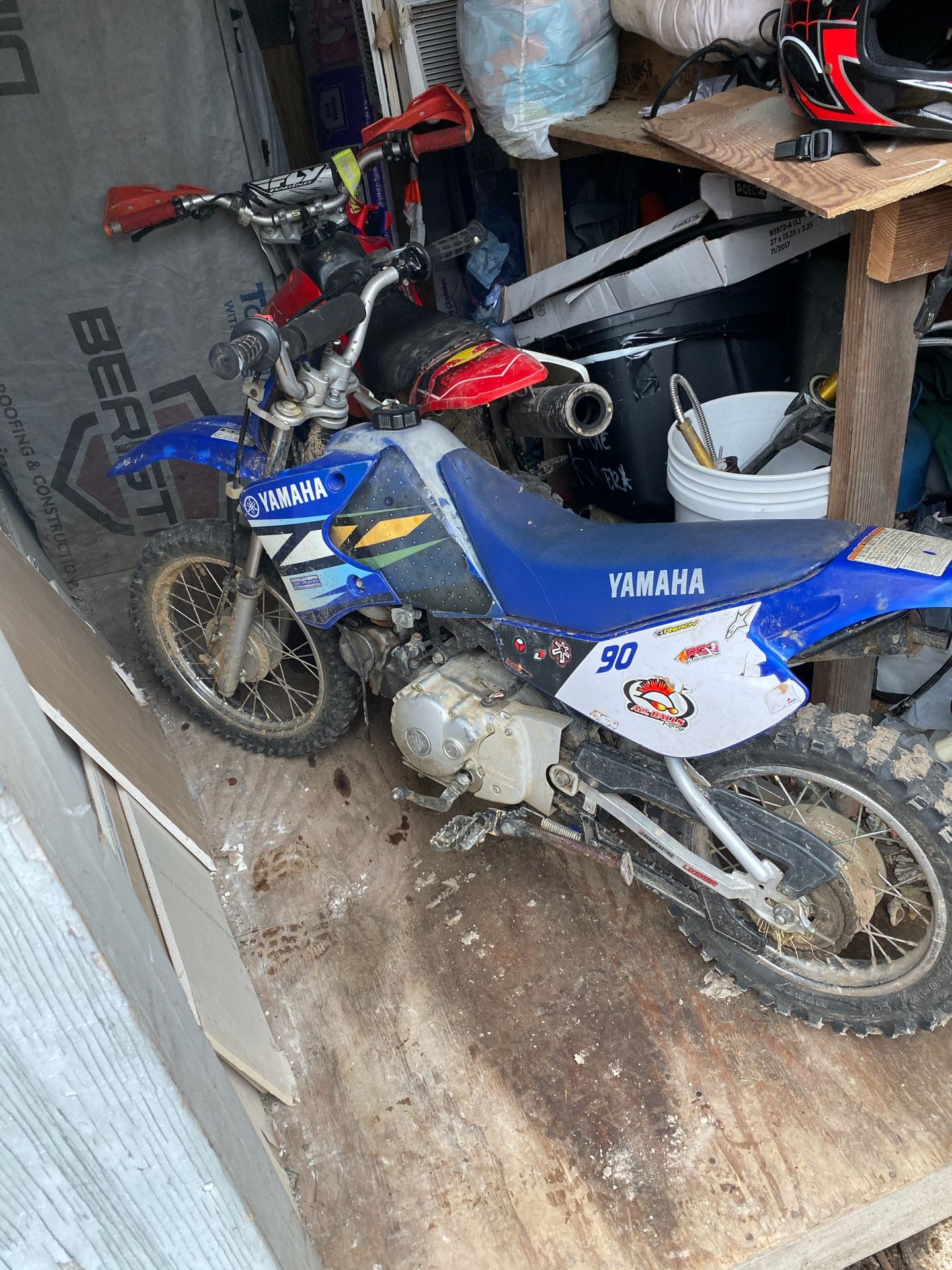 Blue Yamaha dirt bike