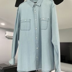 Button Down Collard Jean Shirt- Express