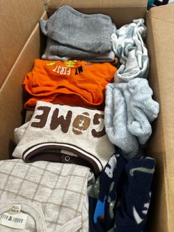 Box of Baby Boy Clothes 3m-9m