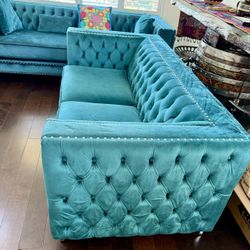 Mid Century Modern Style Tufted Sofa & Love Seat