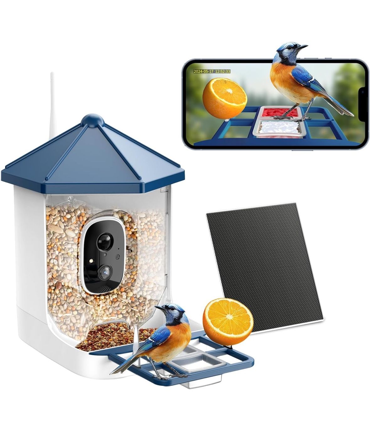 Bird Feeder with Camera Solar Powered