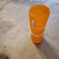 1970's Hand Blown Orange Glass Vase,