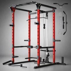 New In Box 2 Tones Red And Black Workout Power Rack Squat Pull Up Weight Lift Stand Without Weights Home Gym Exercise Equipment 