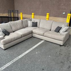 Offering Delivery - Tan L-Shaped Sectional Couch