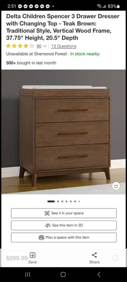 Delta Children Spencer 3 Drawer Dresser with Changing Top $230