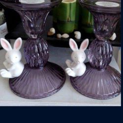 New Bath And Body Works Set Bunny Candle Holders $25