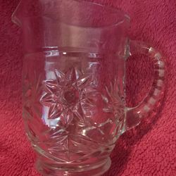 Vintage Anchor Hocking Star Of David 5 1/2” Tall Milk Pitcher Creamer FLAWLESS!