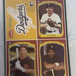1986 Fleer Stickers Wax Box Bottom Complete Panel Wade Boggs Winfield Garvey