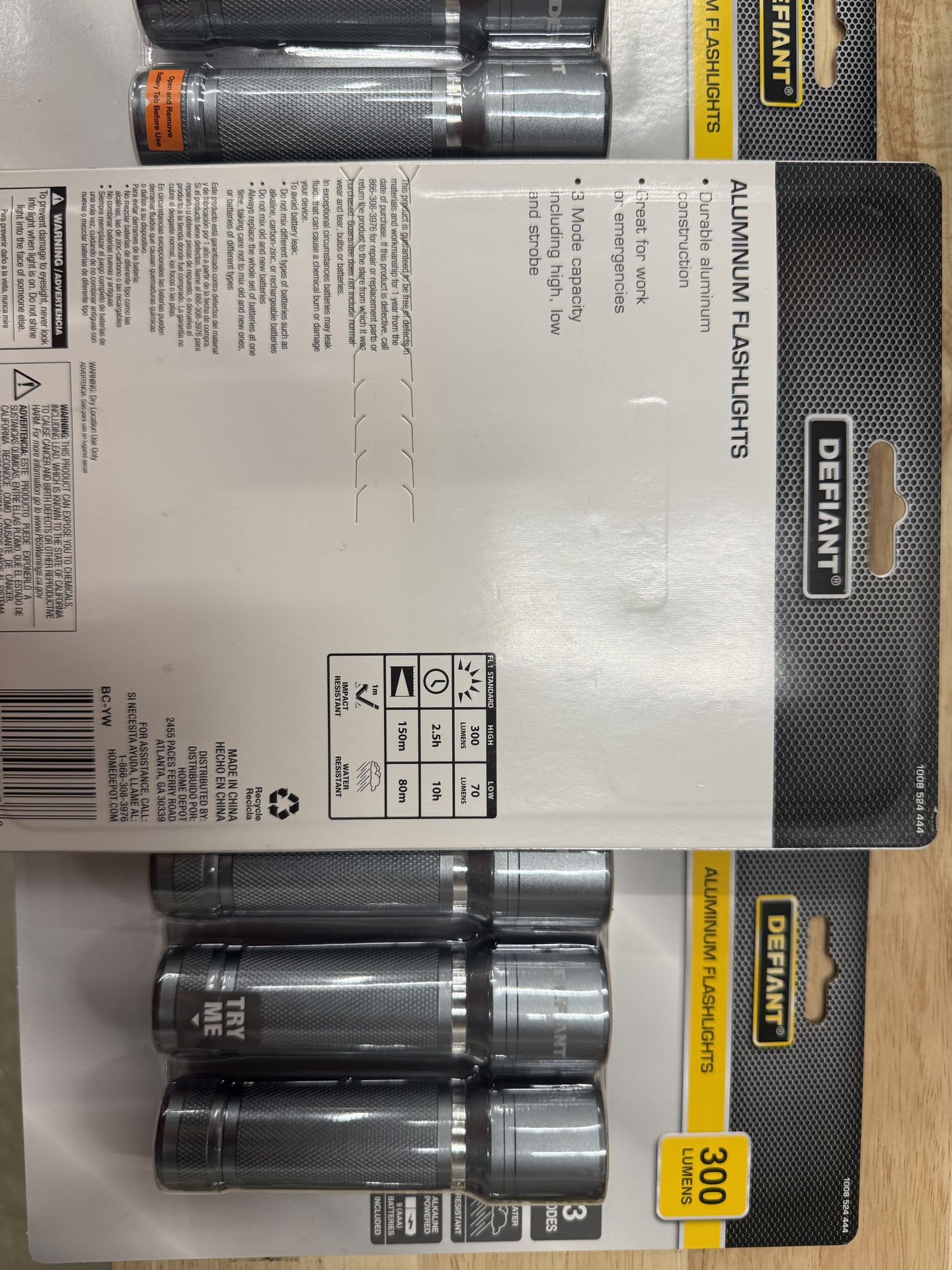 Defiant aluminum flashlights 3pack