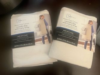 Mainstays Heavy-Duty Canvas Laundry Bag with Carry Strap – Set of 2