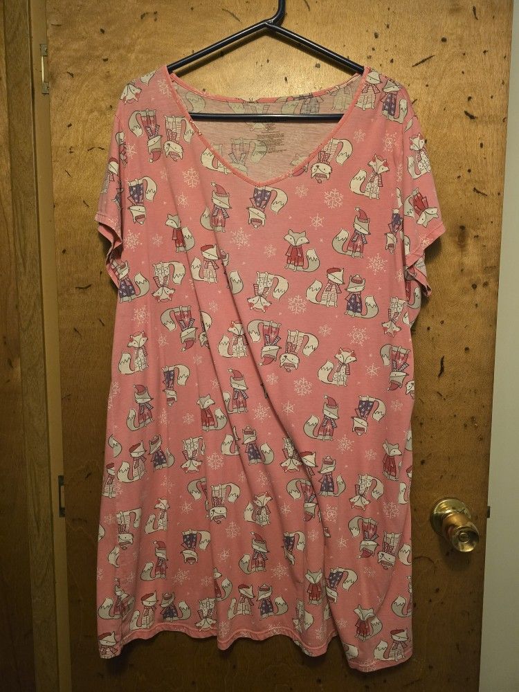 Pink Fox Print Nightgown 