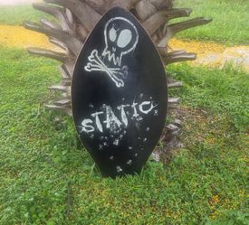 Static Skimboard Black Skull Graphic